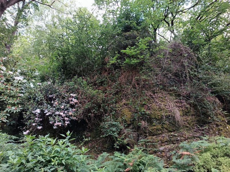 castell aber ia Castle view showing the rocky outcrop upon which the castle once stood (the battlement is modern)